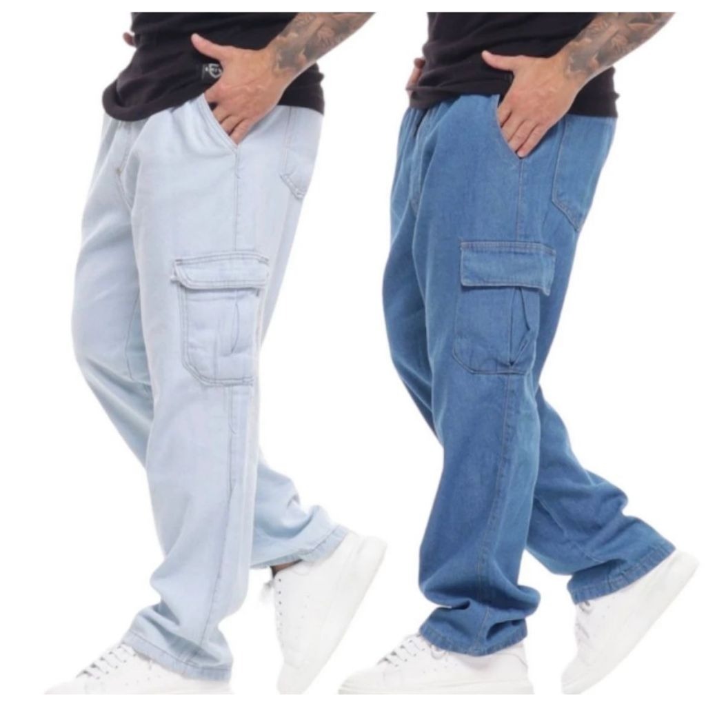Calça Cargo Skate Jeans Streetwear Bolso Late - Moda Masculina | MuralLife