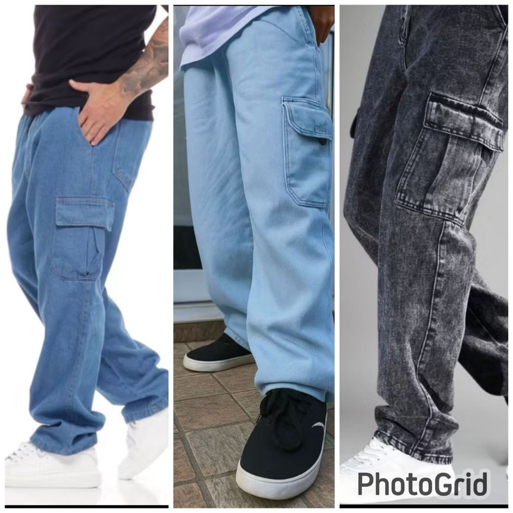 Calça Cargo Jeans Masculina Baggy Balão Jeans - Moda Masculina | MuralLife