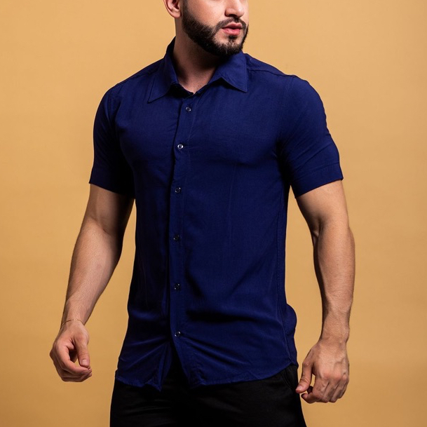 CAMISA SOCIAL LISA BASICA MASCULINA VERÃO VISCO-LI - Moda Masculina | MuralLife