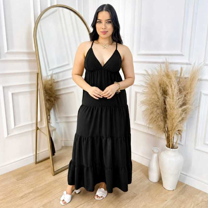 Vestido Longo Feminino Alcinha com Amarração nas C - Moda Feminina | MuralLife