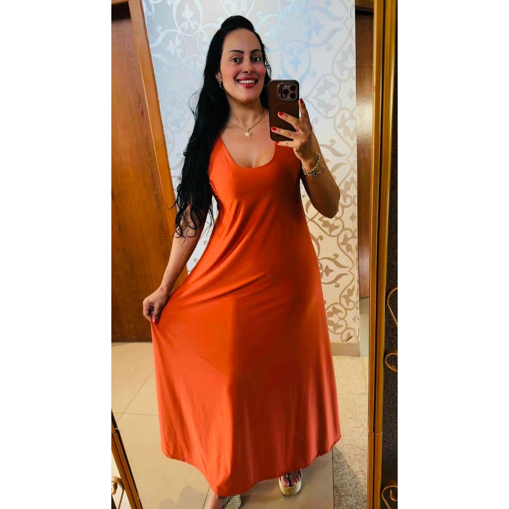 Vestido Feminino Longo Liso Colorido} Exclusivo Ca - Moda Feminina | MuralLife