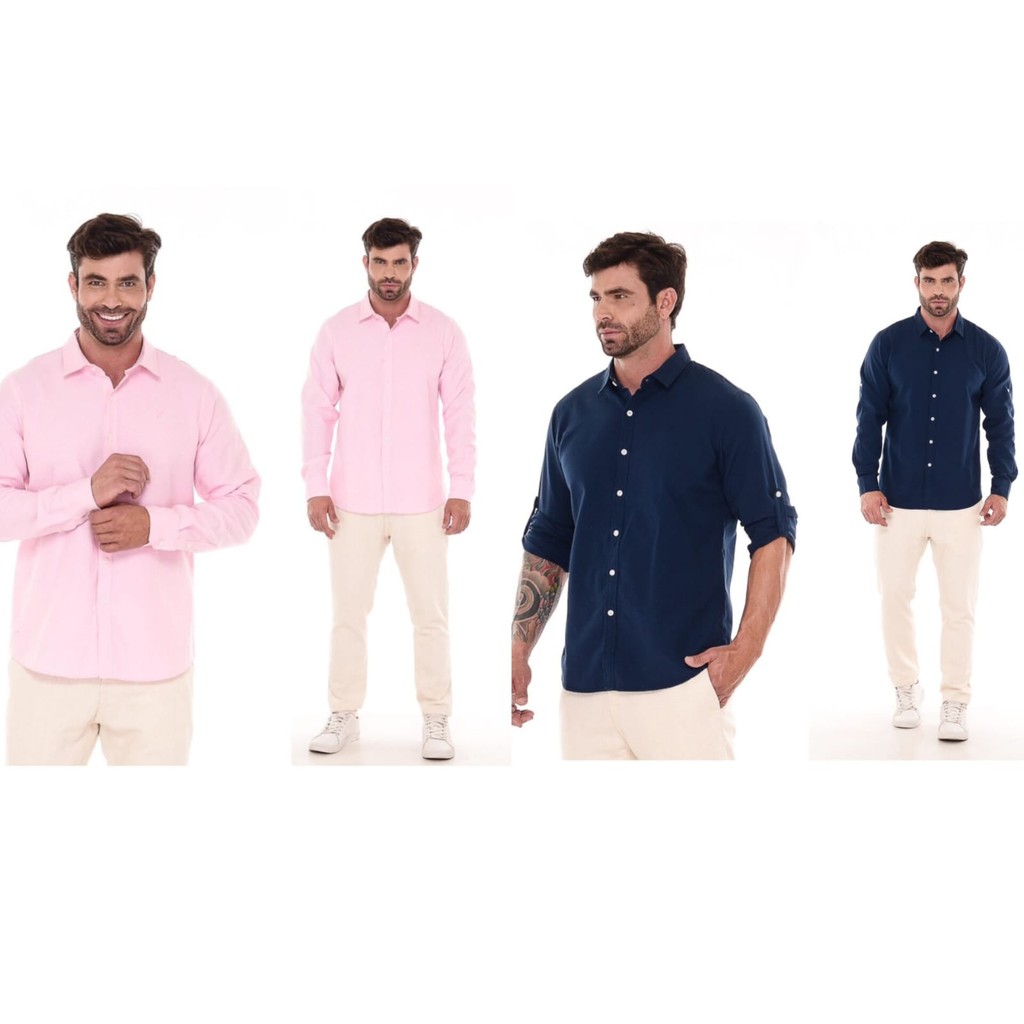 Camisa Social Slim Fit Masculina Camisa de Li - Moda Masculina | MuralLife
