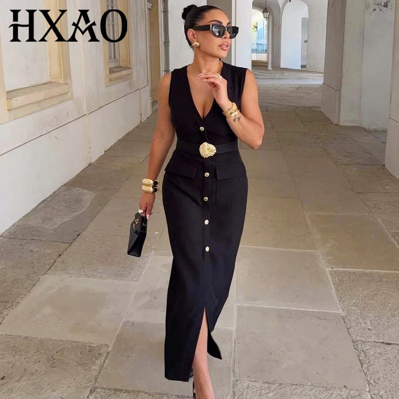 Vestidos Midi Femininos HXAO, Vestido de 2025, Ele - Moda Feminina | MuralLife