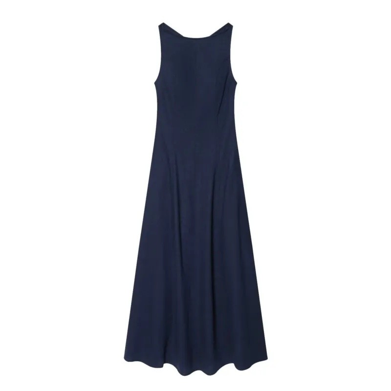 Vestido Midi Feminino em Linho Misturado com Costa - Moda Feminina | MuralLife